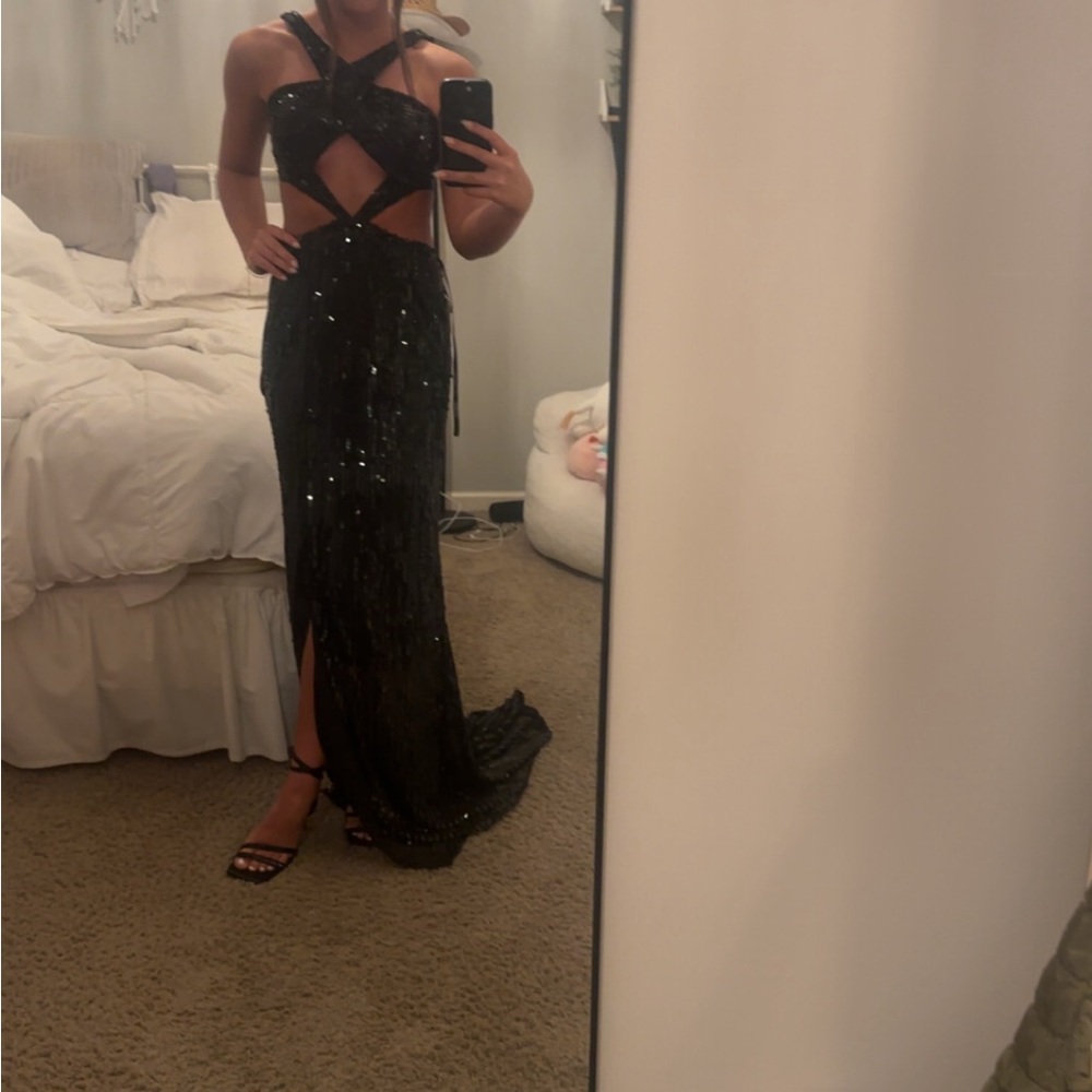Sherri Hill Black Sequin Prom Dress